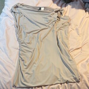 Divided Asymmetrical Beige Dress